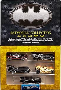 Hot Wheels 1:64 Scale Die-Cast Toy Cars, Set of 5 Batman 85th Anniversary Vehicles with 5 Different Batmobile Replicas in Commemorative Packaging