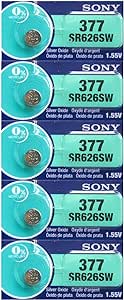 SONY 377 SR626SW Silver Oxide Watch Battery 1.55V 29 mAh Low Drain SR626SW 1pc (Each)