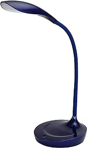 LED Gooseneck Desk Lamp with USB Charging Port, 3 Dimming Levels, Touch Control, Blue (VLED1502-BLUE)