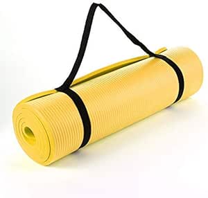 TNP® Large Thick Cushioned Pilates and Yoga Mat with Carry Handle 182cm x 60cm x 15mm Gym Exercise Floor Outdoor Indoor Mat Mats (Yellow)