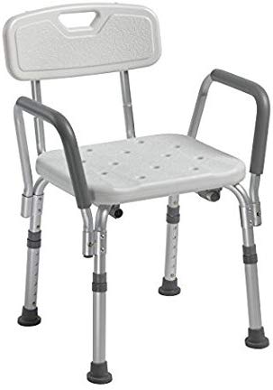 Drive Medical Knock Down Bath Bench with Back and Padded Arms, White