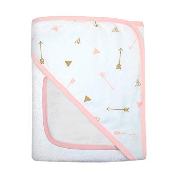 American Baby Company Terry Hooded Towel Set Made with Organic Cotton, Sparkle Gold Pink Arrow
