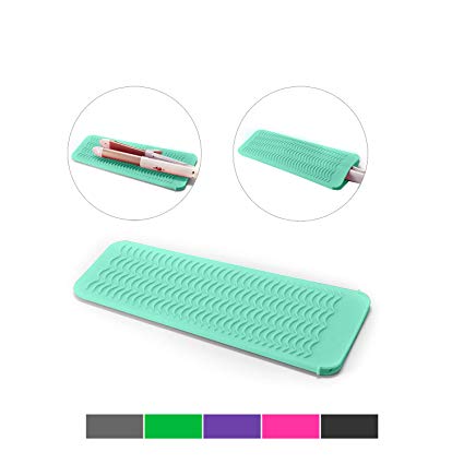 ZAXOP Resistant Silicone Mat Pouch for Flat Iron, Curling Iron,Hot Hair Tools (Mint Green)