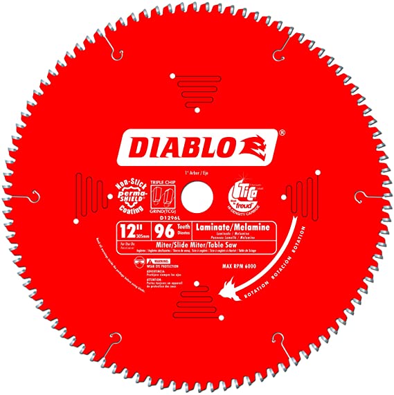 Freud D1296L Diablo Melamine, Laminate Flooring, and Wood Saw Blade 12-Inch Diameter 96t TCG 1-Inch Arbor