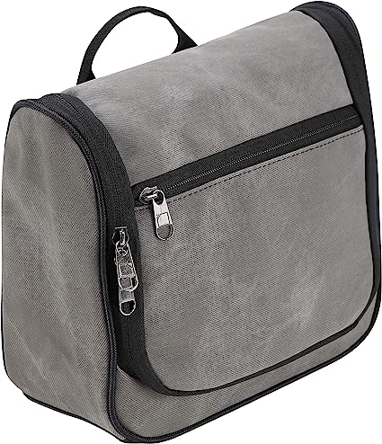 Lewis N. Clark Brushed Twill Hanging Toiletry Kit, Gray, One_Size, Brushed Twill Hanging Toiletry Kit Bag for Travel Accessories, Shampoo, Cosmetics   Personal Items