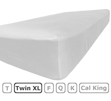 Twin XL Size Fitted Sheet Only - 100% Brushed Microfiber - 15 inch Deep Pocket - Flat Sheets Sold Separately for Set - 100% Satisfaction Guarantee (White)