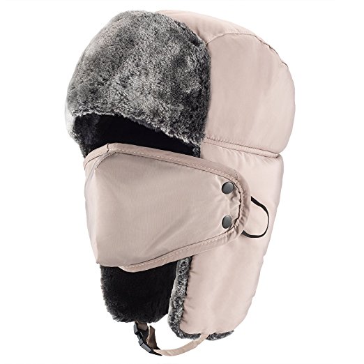 Mysuntown Unisex Winter Trooper Trapper Hat Hunting Hat Ushanka Ear Flap Chin Strap with Windproof Mask