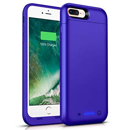 Battery Case for iPhone 8 Plus 7 Plus, Taeozi 7000mAh Portable Protective Charging Case for iPhone 7 Plus / 8 Plus 5.5" Charger Case Extended Battery Pack -Purple