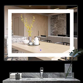BATH KNOT ETL LED Wall Mounted Backlit Mirror with Lights-Bathroom Led Light Make Up Mirror Super White Color Lighted Mirror, 48 x 36 Inch