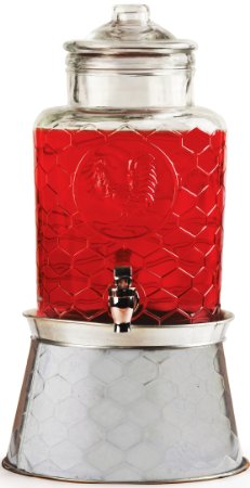Circleware Glass Beverage Drink Dispenser with Glass Lid Glass Handle and Chrome Spigot 14 Gallon Capacity