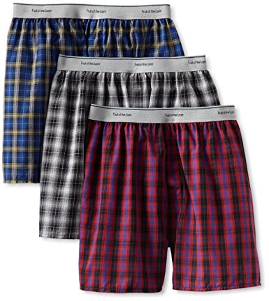 Fruit of the Loom Men'sExposed Waistband Woven Boxer(Pack of 3)