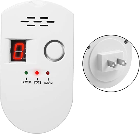 Natural Gas Detector, Gas Alarm Detector LPG Gas Leak Sensor Plug-in Gas Detector with Sound Warning and LED Display for House Kitchen Restaurant Hotel School Warehouse etc