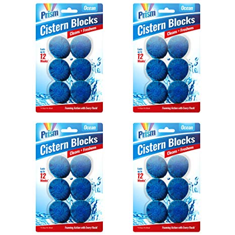 24pk Toilet Bowl Freshener | Each 50g Toilet Block Lasts for 14 Days | A Total of 24 Ocean Scented Cistern Blocks by Prism