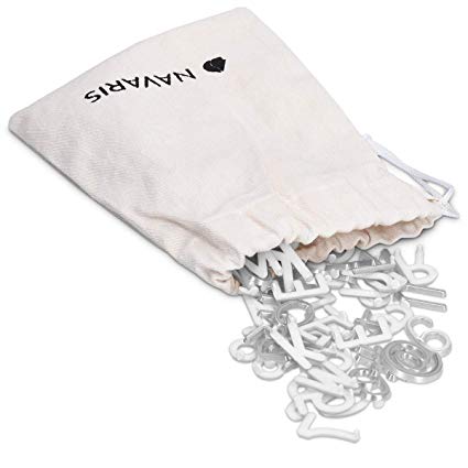 Navaris 1 Inch Extra Letter Set - 151 Pieces Plastic Shiny Silver Alphabet Letters, Numbers, Symbols for Changeable Felt Letter Board with Canvas Bag