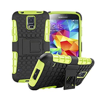 Galaxy s5 Case, [Heavy Duty] Galaxy s5 Armor cases- [Eternity Series] Tough [Rubber] Rugged Shockproof Dual Layer Hybrid Hard/Soft Slim Protective Case (For the Galaxy S5) by Cable and Case - (Green)