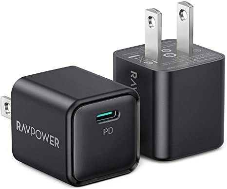 USB C Charger, RAVPower 2-Pack 20W USB C Power Delivery Wall Charging Adapter, PD3.0 Fast Charger Compact for iPhone 12/Mini/12 Pro/Max/11, iPad Pro, Galaxy, Pixel, Switch, AirPods Pro