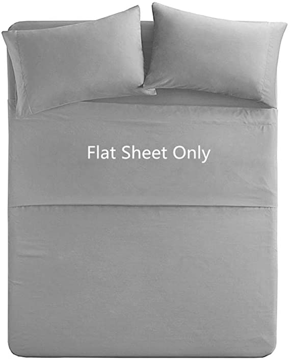 Full Size Flat Sheet Only - 300 Thread Count 100% Egyptian Cotton Quality - Hotel Collection Luxury Flat Sheet White Sold Separately - Light Grey