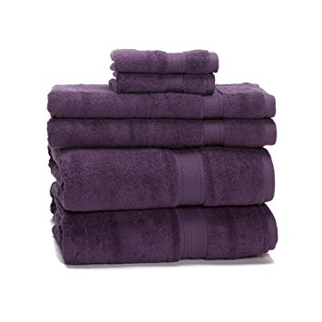 900 Gram 6-Piece Long Staple Cotton Towel Set - Heavy Weight & Absorbent by ExceptionalSheets, Plum