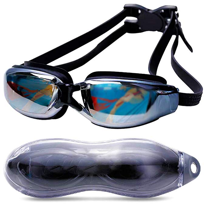 Swim Goggles, Anti Fog Googles, Wide View Swim Goggles, UV Protection Swim Goggles [Men & Women] for Adult or Kids Goggles Free Protection Case