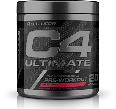 Cellucor C4 Ultimate Pre Workout Powder with Beta Alanine, Creatine Nitrate, Nitric Oxide, Citrulline Malate, and Energy Drink Mix, Apple Berry, 20 Servings