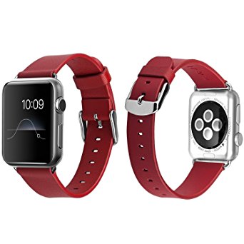 Apple Watch Band Series 2 Series 1, J&D [Classic Series] Genuine Leather Strap Wrist Band Replacement w/ Metal Clasp Adapter for Apple Watch 42mm Series 2 Series 1