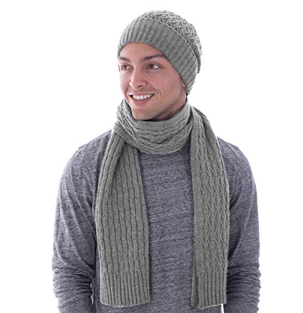 Toppers Unisex Heathered Womens Mens Fall/Winter Knit Beanie Scarf Set