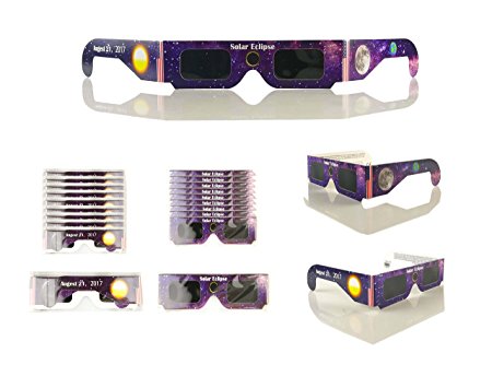 Solar Eclipse Glasses Bulk 2017 Galaxy American Flag Edition (20 Packs) Pre-Folded Individually Wrapped CE and ISO Standard for Safety Direct Sun Viewing Eye Protector Produced by WYN-Marts U.S.A