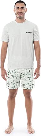 Wrangler Men's Jersey Top and Micro-Sanded Cotton Shorts Pajama Sleep Set