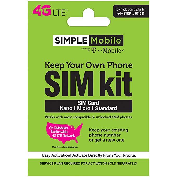 Simple Mobile Keep Your Own Phone 3-in-1 Prepaid SIM Kit ($25 Gift Card Upon Activation)