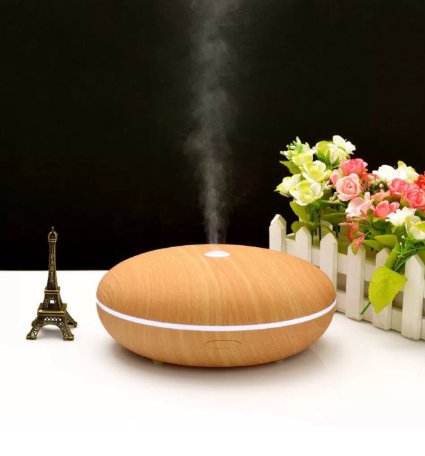 Aphse® 350ML Cool Mist Ultrasonic Humidifier Wood Grain Essential Oil Diffuser & 7 Color Changing Lights - Waterless Auto Shut Off, Air Purifiers Great for Gifts for Office,Spa,Baby Room,Etc