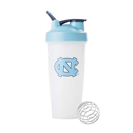 BlenderBottle Collegiate Classic 28-Ounce Shaker Bottle, University of North Carolina Tar Heels - White/Light Blue