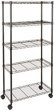 AmazonBasics 5-Shelf Shelving Unit on Wheels - Black