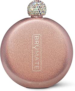 BruMate Glitter Women's Flask - 5oz Stainless Steel Flask for Liquor & Spirits - Pocket & Purse - Cute, Girly - Ideal Gift for Women (Glitter Rose Gold)