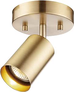 Globe Electric 59765 1-Light Track Lighting Spotlight, Matte Brass, Pivoting Track Head, 1 Bulb Kitchen Light, Track Light Heads, Track Lighting Kit, Ceiling Light Fixture, Track Ceiling Light