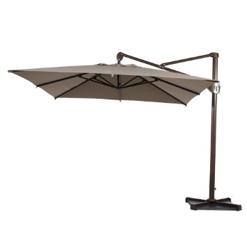 Abba Patio 10 ft Deluxe Square Offset Cantilever Patio Umbrella  Outdoor Hanging Canopy with Vertical Tilt and Cross Base Tan
