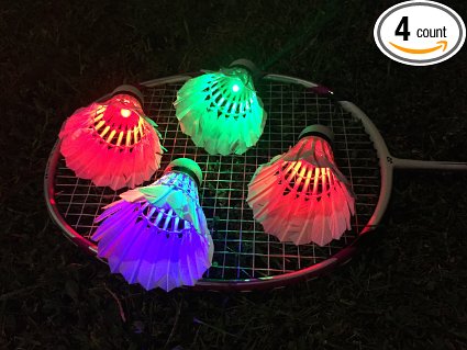 Ohuhu LED Badminton Shuttlecock Dark Night Glow Birdies Lighting For Outdoor and Indoor Sports Activities 4-piece