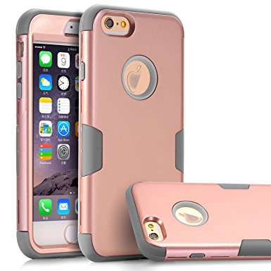 iPhone 6 Case, iPhone 6s Case, TOPSKY Three Layer Heavy Duty High Impact Resistant Hybrid Protective Case For iPhone 6 and iPhone 6S (Only For 4.7"),with Screen Protector and Stylus,Rose Gold-Grey