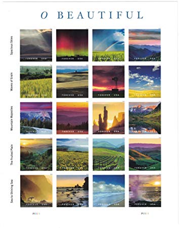 USPS Forever Stamps O Beautiful Sheet of 20 Stamps