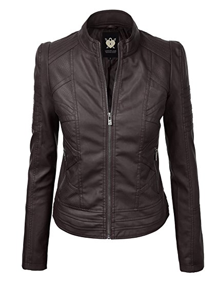 Lock and Love LL Womens Quilted Biker Jacket