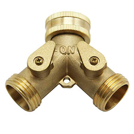 Hanobo Heavy Duty Brass Garden Hose Connector 2-Way Splitter Adapter