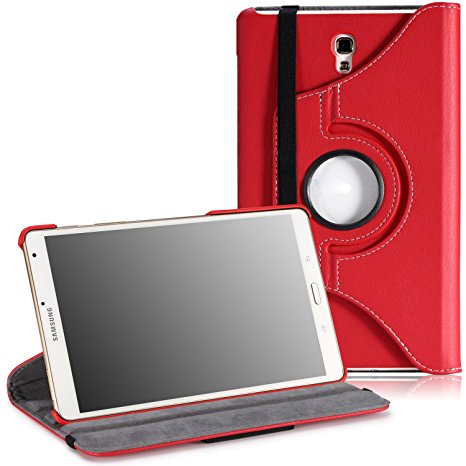 MoKo Samsung Galaxy Tab S 8.4 Case - 360 Degree Rotating Cover Case for Samsung Galaxy Tab S 8.4 Inch Android Tablet, RED (Will NOT Fit tab pro 8.4) (With Smart Cover Auto Wake / Sleep)