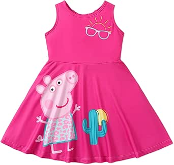 Peppa Pig Toddler Girl Dresses Sleeveless Rainbow Butterfly Print A Line Sundress Dress for Kids