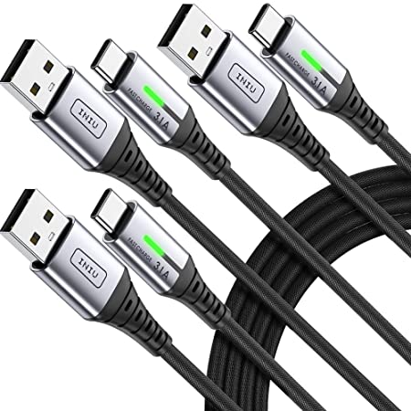 INIU USB C Cable, 【3 Pack 3.1A】 QC3.0 Fast Charging USB Type C Cable, Nylon Braided (1.6 3.3 10ft) Data Cables Phone Charger for Samsung S20 S10 S9 S8 Plus Note 10 9 LG Google Pixel OnePlus Huawei etc