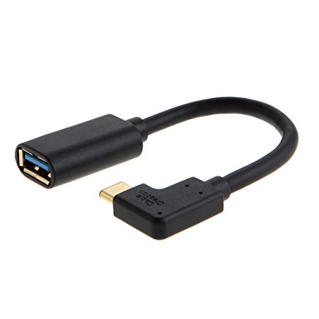 USB C to USB 3.0 A Adapter Cable, CableCreation Angled Type USB C to Standard USB 3.0 A Female OTG Cable USB-C for The New Macbook, Chromebook Pixel etc, 15CM/ Black