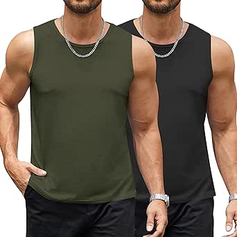 Men's 2 Pack Workout Tank Top Sleeveless Casual Running Gym Muscle Bodybuilding Casual Tees