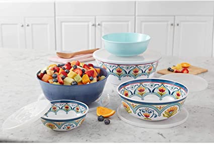 Member's Mark 5-Piece Melamine Mixing Bowl Set with Lids (Talavera)