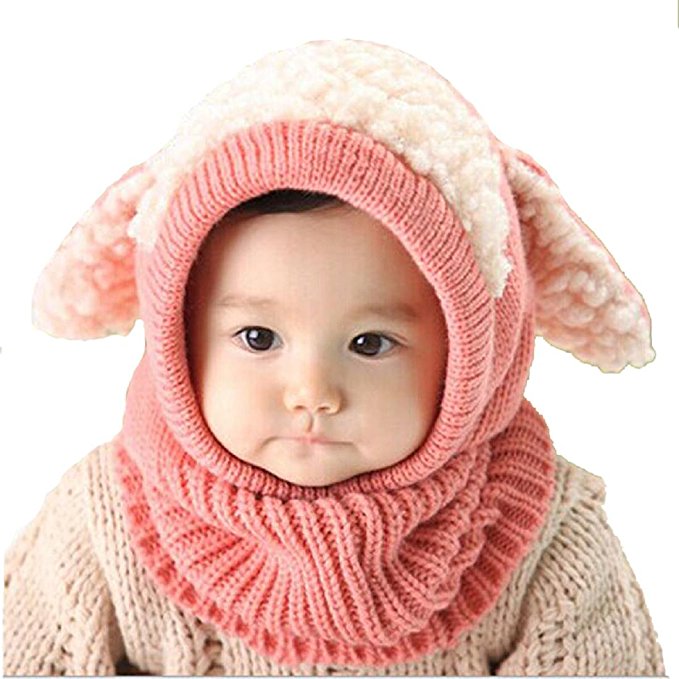 FEITONG(TM) Lovely Winter Baby Kids Girls Boys Warm Woolen Coif Hood Scarf Caps Hats