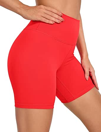 CRZ YOGA Women's Naked Feeling Biker Shorts - 6 Inches High Waist Yoga Workout Running Gym Spandex Shorts