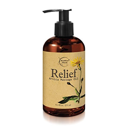 Relief Arnica Massage Oil – Great for Sports & Athletic Therapeutic Massage – All Natural - Arnica Montana for Sore Muscle Relief. Contains Sweet Almond, Jojoba, Grapeseed & Essential Oils 8.5oz