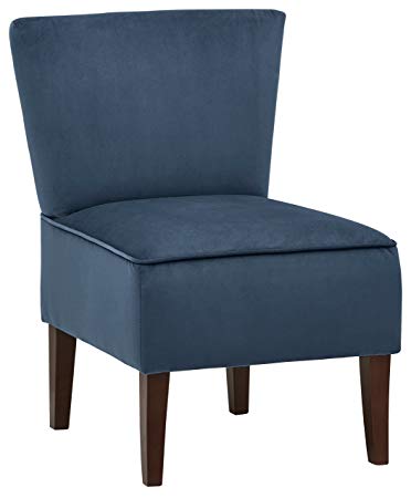 Rivet Ashworth Armless Velvet Accent Chair, 21.6"W, Navy